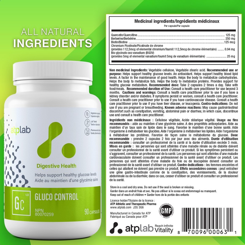 ATP LAB - Gluco Control 90 Capsules - Digestive Health