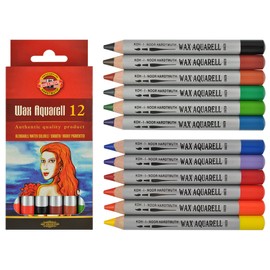 Koh-i-noor Wax Aquarelle - 12 Fine Wax Pastels. 8282