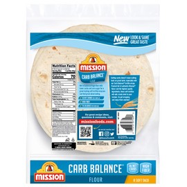 Mission Carb Balance Soft Taco Flour Tortillas | Low Carb, Keto | High Fiber, No Sugar | Small Size | 8 Count
