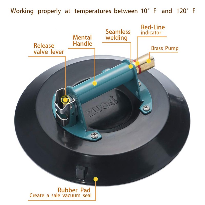 ZUOS 12" Heavy Duty Vacuum Suction Cup for Granite &
