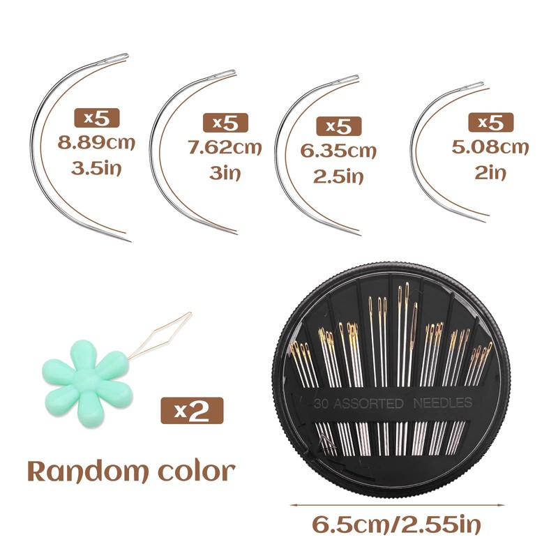 Premium Curved Leather Needles Kit - Assorted Sharp Needles (4