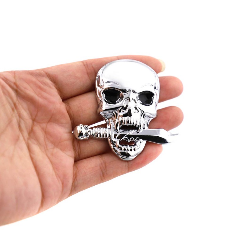 Pack of 2 Skull Emblem Logo Stickers for All Vehicles