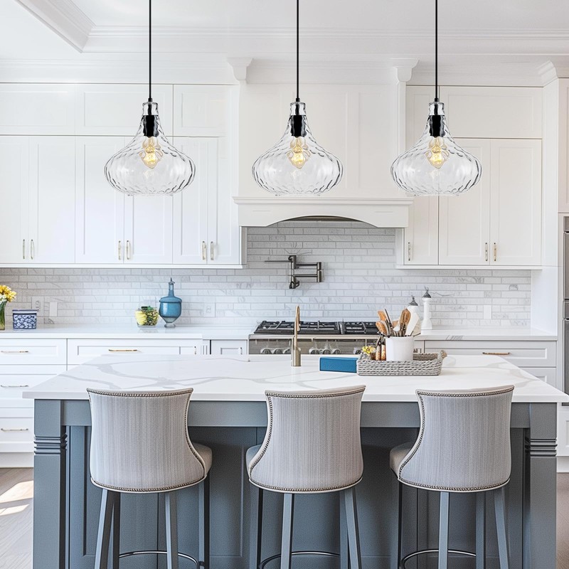 KOKAiZeeKi 11 Inch Kitchen Island Pendant Light – Blown Glass