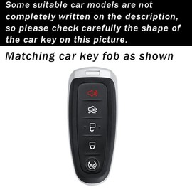 ontto Key Fob Shell Fit for Ford C-MAX Escape Focus Edge Escape Expedition 2012-2017 Car Accessories,Metal and Leather Car Key Holder Fit for Lincoln 5-button Key Remote,Black with USA Flag Keychain