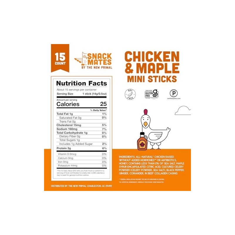 The New Primal Snack Mates Chicken and Maple Mini Sticks