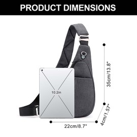 Long Keeper Casual Crossbody Sling Backpack Nylon Small Sling bag Sports Outdoor Gym Chest Bag Water Resistant Shoulder Bag Travel Hiking Daypack for Men Women (Black Grey)