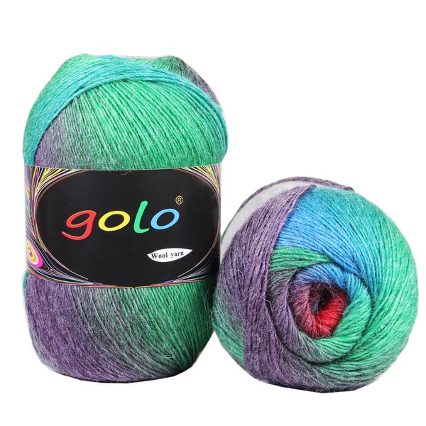 golo Wool Yarn for Knitting Cachemire Multicolor Rainbow Yarn(C5-008)