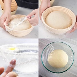 300 Pcs Reusable Elastic Food Covers –Stretchable Bowl & Plate Covers for Bread Proofing Food Storage Picnics. BPA Free, Dishwasher Safe, Universal Fit Clear Adjustable Bread Fermentation Basket Cover