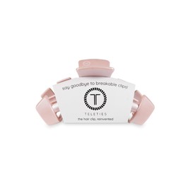TELETIES - Classic Medium Hair Clip - Spring Collection - Hair Claw Clips for Women - Strong Grip, Bendable Teeth, Curved Design - For All Hair Types and Textures - Pearly Pink