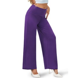 Arolina Women's Stretchy Wide Leg Palazzo Lounge Pants Casual Comfy High Waist Palazzo Pants Purple