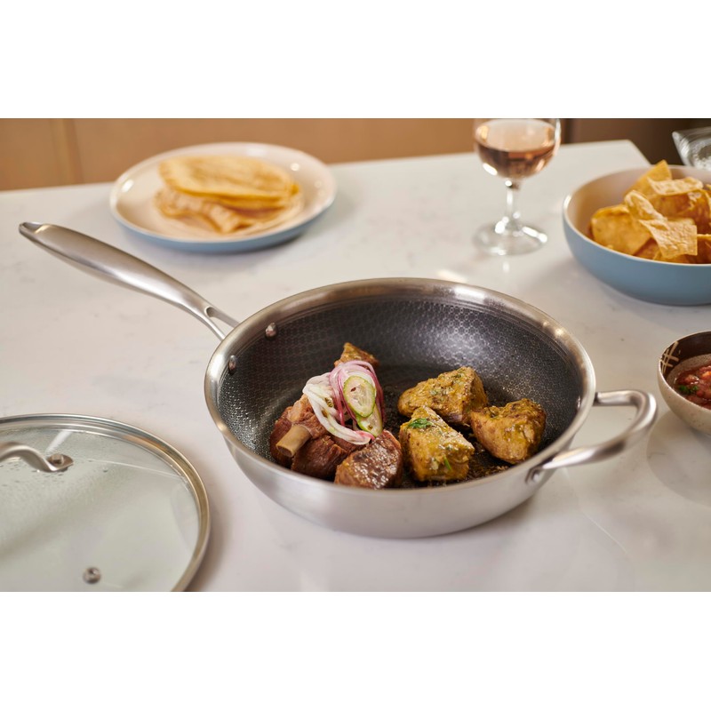 Servappetit 3qt Saute Pan w/Lid & Hex Lining Silver