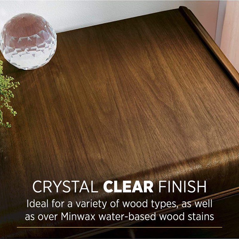 Minwax 611114444 Polycrylic Protective Wood Finish, Clear Ultra Flat, 1