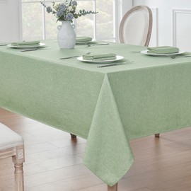 Veblandy 2 Pack Rectangle Tablecloth, 52x70 inch, Water Resistant Wrinkle Free Linen Textured Table Cloth Washable, Decorative Fabric Table Cover for Dining, Party and Camping, Sage Green