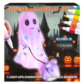 Paint Your Ghost Dog Walking Lamp Kit, Art Supplies Arts & Crafts Kit, Painting Kit for Kids 4-12, Toys Girls Boy Birthday Gift Ages 4-12, 2 Recolorable Ghost and Pumpkin Lanterns (Boy & Girl)