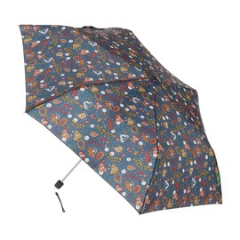 ECO CHIC Manual Mini Umbrella Windproof Strong Compact Folding Travel Umbrella (Forest Flowers Navy)