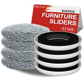 New Upgrade Furniture Movers Sliders, 4+4 Pack 4.3" Multi-Surface Furniture Sliders with Groove Design, Round 4PCS Moving Pads and 4 Hardwood Socks, Protect Floor and Easily Move Furniture