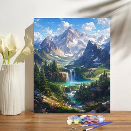 Landscape Paint by Numbers Kit for Adults Beginner Mountain Oil Painting Kit Adult Paint by Number Kits on Canvas DIY Painting for Beginners Art by Numbers Nature for Gifts Home Wall Decor 16x20 Inch