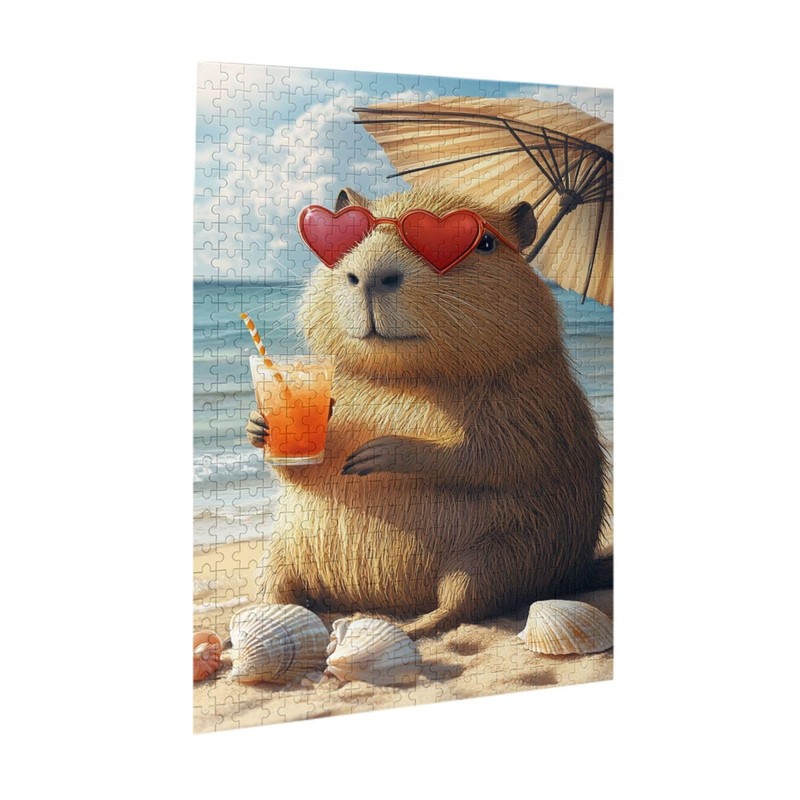 MA6GE8DE Beach Vacation Capybara Jigsaw Puzzles 500 PCS,Enjoy The Puzzle