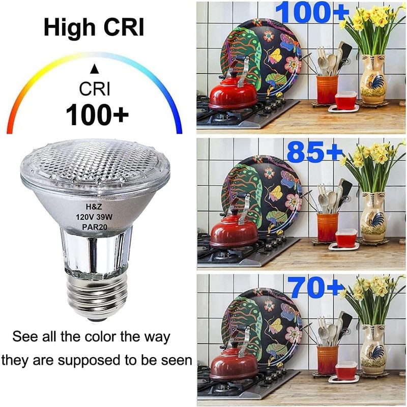H&Z PAR20 Flood 39W 120V 480 Lumens, 2pack High Output