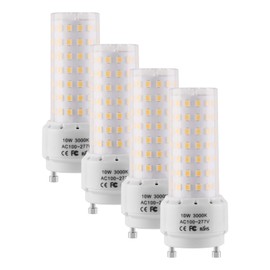 Lidesheng GU24 LED Light Bulb 3000K Warm White High Brightness 1400 Lumen for Bathroom Ceiling Fan 13W 18W 23W T2 Spiral CFL Lamp Replacement, 100-277V 10W 4pcs(Not dimmable) (10W, Warm White)