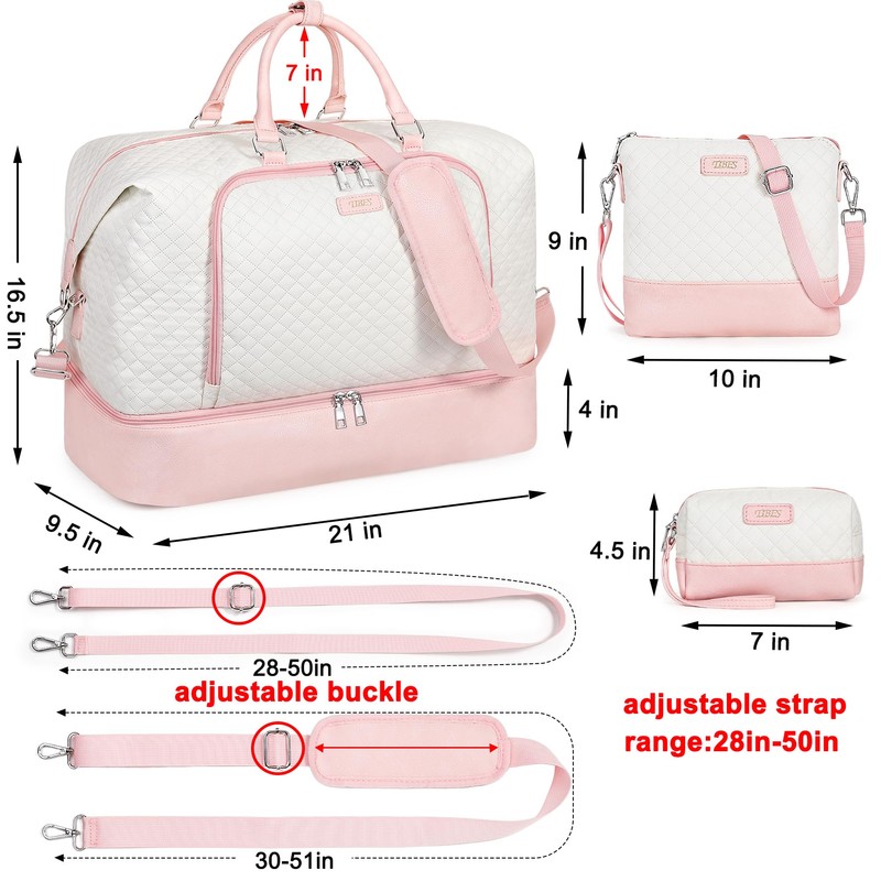 Travel Weekender Bag for Women, Overnight Bag with Shoe Compartment