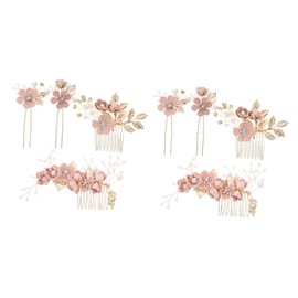 FRCOLOR 8pcs Floral Hair Comb and Hair Stick Leaf Bride Headpiece Flowers Elegant for Brides and Bridesmaids
