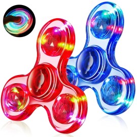 Fasray 2PCS Light Up Fidget Spinners Glow Toys for Kids & Adults