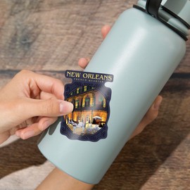 Die Cut Sticker New Orleans, Louisiana, French Quarter, Contour Vinyl Sticker 3 to 6 inches, (Waterproof Decal for Cars, Water Bottles, Laptops, Coolers), Large