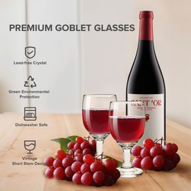 Burns Glass Clear Wine Glass 4Pcs Set, 10.5 Oz Modern Red & White Wine Goblet Glasses, Water Glasses Goblets, Drinking Cups Wine Glassware, Gift for Party, Wedding, Home Bar