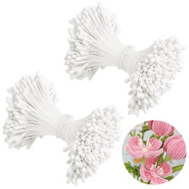 800 pcs Artificial Flower Stamen For Crafting 2mm, Double Heads Lily Stamens For Flower Making Mini Flower Centres Stamen Pistil, Floral Stamens Craft for Clothing, Jewelry, Handicrafts (White)