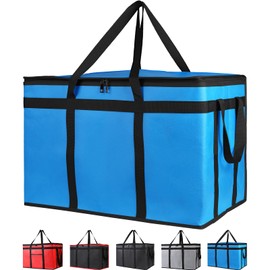 Bodaon 3-Pack Insulated Food Delivery Bag for Hot and Cold Meal, XXXL, Grocery Tote Insulation Bag for Catering, Large Pizza Warmer, Blue