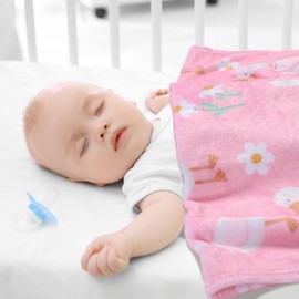 Breling Baby Blankets Cute Goose Blanket with Coquette Pink Bow Wing 30x40 Inch Boys Girls Flannel Fleece Cartoon Fleece Goose Baby Items Gifts for Newborn Toddler Swaddle Infant Crib Nursery Decor