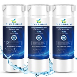 Clearipple XWF (Not XWFE, NO Chips) Refrigerator Water Filter 3 Pack, Compatible with GE XWF, GBE21, GDE21, GDE25, GFE24, NSF Certified, 6-Month/300-Gallon Capacity, Lead & Chlorine Reduction