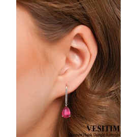 Vesitim Dangle Earrings for Women 925 Sterling Silver Teardrop Earrings Birthstone Jewelry Gifts