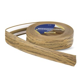 (DQ-PP) Cover Strip 5 m Oak 32 x 23 mm Skirting Board Window Ledge PVC Flat Strip Bend Profile Plastic Skirting Board Soft Angle Skirting Boards Bending Strip Bending Angle Skirting Board Window Ledge PVC Plastic Skirting Board Angle Board