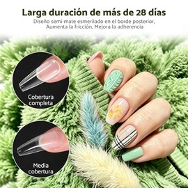 Cherimoya Tips para Uñas Soft Gel Squoval Corto Semi Mate-504 Piezas