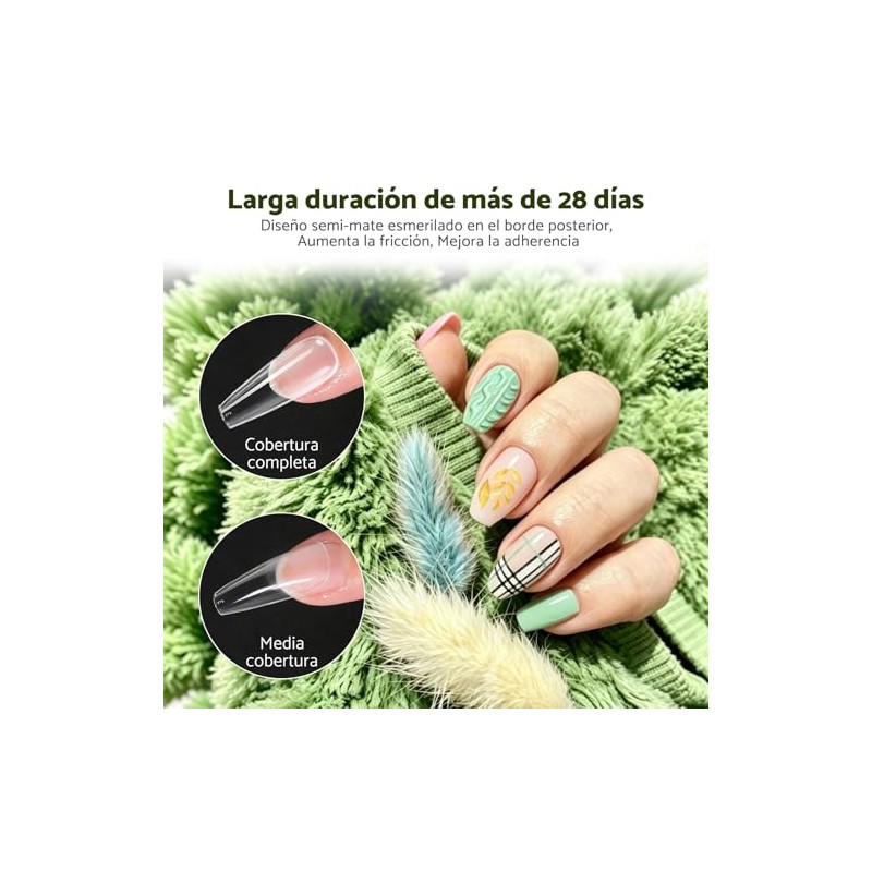 Cherimoya Tips para Uñas Soft Gel Squoval Corto Semi Mate-504