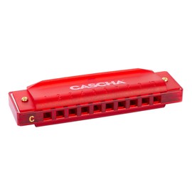 CASCHA HH 2273 Fun Blues Harmonica in C Major - Diatonic 10-Hole Harmonica for Children and Adults - Modern Semi-Transparent Design - High Quality & Long Service Life - Blues Harp Red