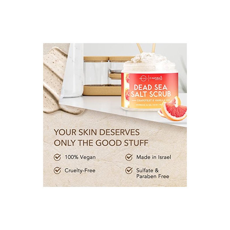 O Naturals Invigorating Grapefruit Vanilla Dead Sea Salt Face Body