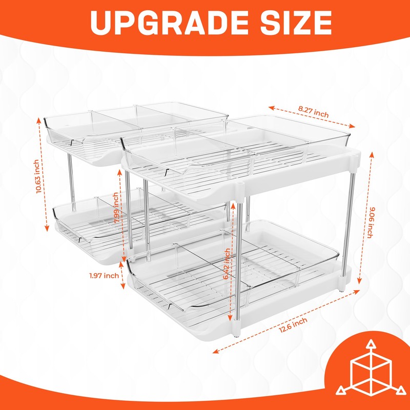 TOPITOP 2 Pack of 2 Tier Under Sink Storage Organizer