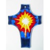 Glass Cross Colourful Approx. 18 x 14 cm