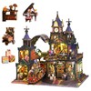 YSWOOD WORLD Miniature House Kit, Miniature Kit with Steam Train,