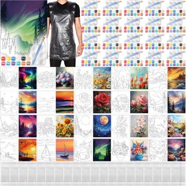 Dispowreath 20 Pack Pre Drawn Canvas for Painting Drawn Canvas Paint Kit Pre Printed Canvases for Sip and Paint Party Favor DIY Virtual Party Birthday Gifts Adult's Date Night (Natural Scenery Flower)