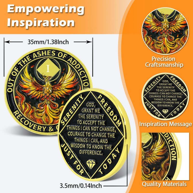 1 Year Phoenix Sobriety Coin – Rebirth in Flames Recovery