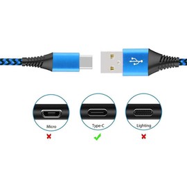 Octelect USB Type C Cable 3A5A Fast Charging Extra Short Nylon Braided with Aluminum 1FT USB-A to USB-C Charge Braided Cord Shell USB c Cable is Easy to Carry-Blue