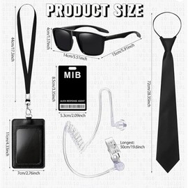 TOEECY Agent Costume Accessory Set Spy Accessories with Security Baseball Cap, Black Sunglasses, Work Card, Card Holder, Earplug Set for Party Role Play (B)