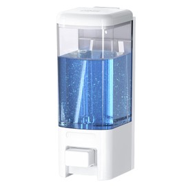 KESTERRA Manual Soap Dispenser, 17oz/500ml Wall Mount Soap Dispenser, Large Capacity Kitchen Bathroom Hand Soap Dispenser, Commercial Refillable Shampoo Shower Gel Lotion Dispenser, White