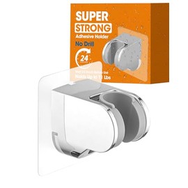 Handheld Shower Head Holder Super Strong Adhesive No Drill Adjustable Wall Mount for Hand Held Wand, Ideal for Kids, Elderly, and Short Users (Chrome)