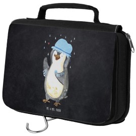 Mr. & Mrs. Panda Penguin Shower Toiletry Bag, gray, Hand Drawn