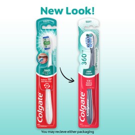 Colgate 360 Toothbrush with Tongue and Cheek Cleaner, Soft Toothbrush, 1 Pack